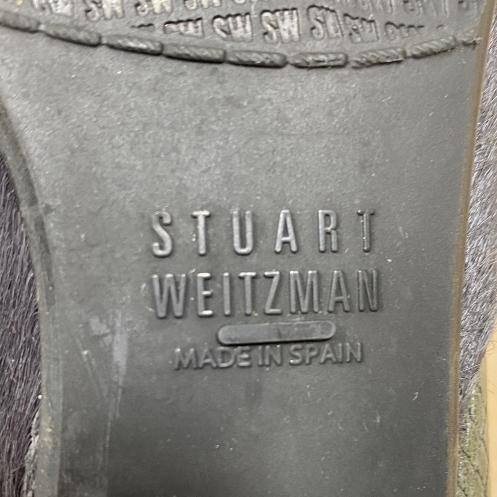 Stuart Weitzman Grey Snake Embossed Leather Flats with Pointy Toe - Picture 10 of 12
